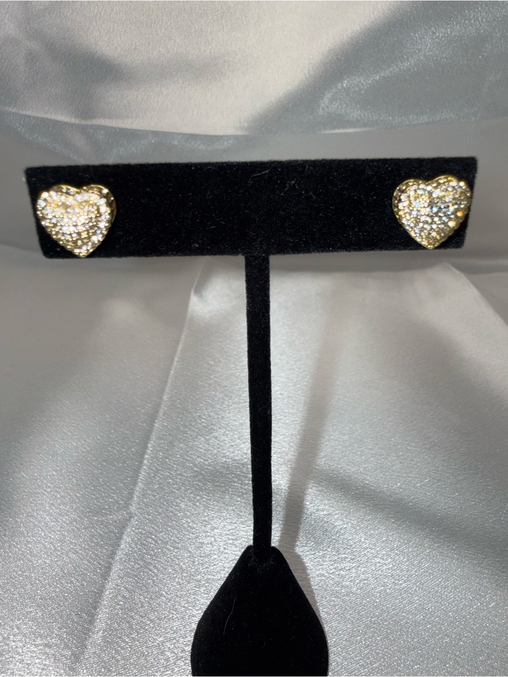 18K Gold Dipped AAA CZ Heart Stud Earrings